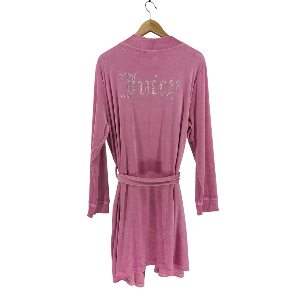 Juicy Couture Soft Velour Embellished Pink Robe